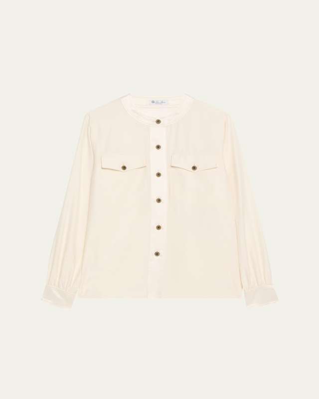Quincy Nep Shantung Button-Down Shirt